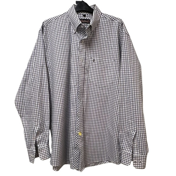 Rafter C White Windowpane Button Down Dress Shirt Size Large - Picture 1 of 6